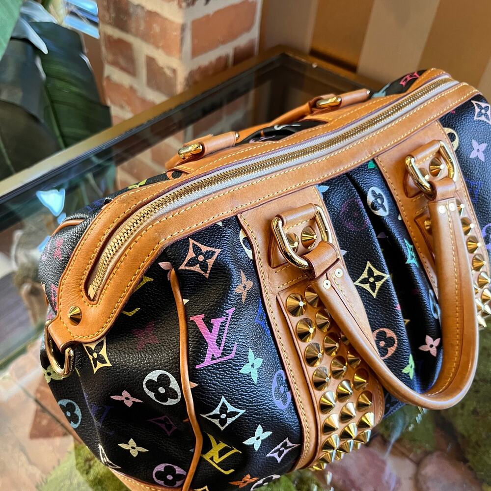 LOUIS VUITTON Courtney MM Black Monogram Multicolor Canvas Satchel Bag - Picture 10 of 16